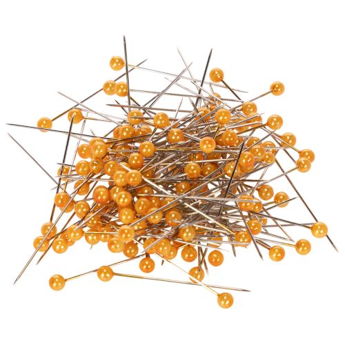 Oransje perlehodede nåler til blomsterdekorasjoner, Ø4 mm, 40 mm, 150 stk.