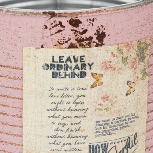 gjenstander Blomsterpotte, antikk rose, dekorativ metallboks, vintage, Ø15,5 cm H15 cm