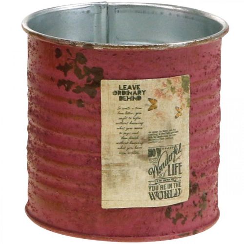 gjenstander Plantekasse dekorativ boks rund lilla metall vintage dekorasjon Ø8cm H7,5cm