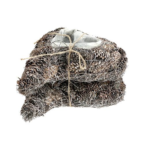 Floristik24 Plantehjerte laget av kjegler 29cm x 20cm hvitkalket 2stk