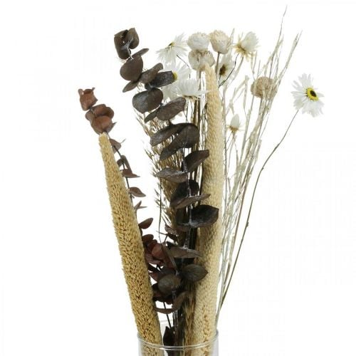 Bukett tørkede blomster med eukalyptus hvit DIY-boks H30-35cm