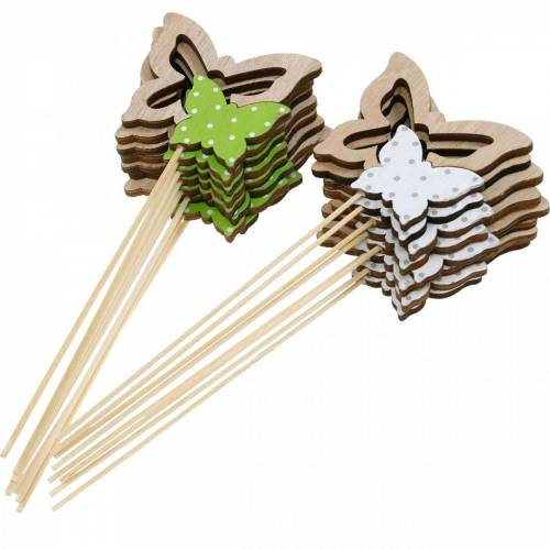 Floristik24 Planteplugg sommerfugl på pinne trefjærdekor 16 stk