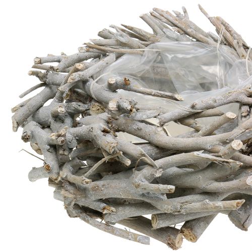 Floristik24 Planterkrans laget av grener grå Ø42cm