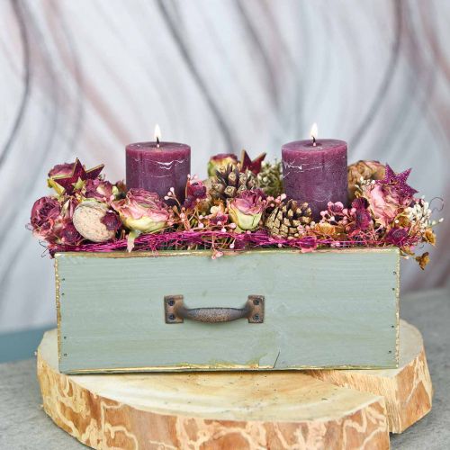 Floristik24 Plantekar dekorativ skuff tre shabby chic grønn 25x13x9cm