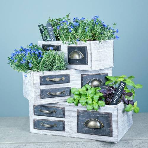 Floristik24 Plantekasseskuffer tre metall hvit 40/36/32cm 3 stk