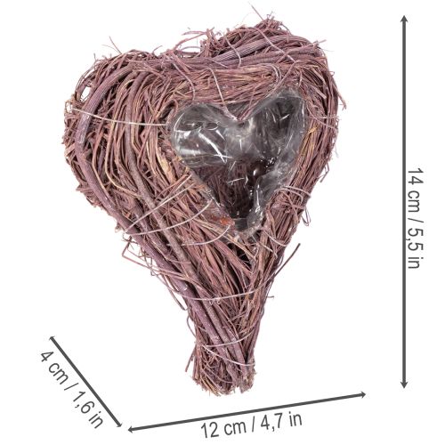 Hjerteformet skål med grener og folieinnlegg til blomsteroppsatser, 14 cm, 2 stk. | Floristik24.no