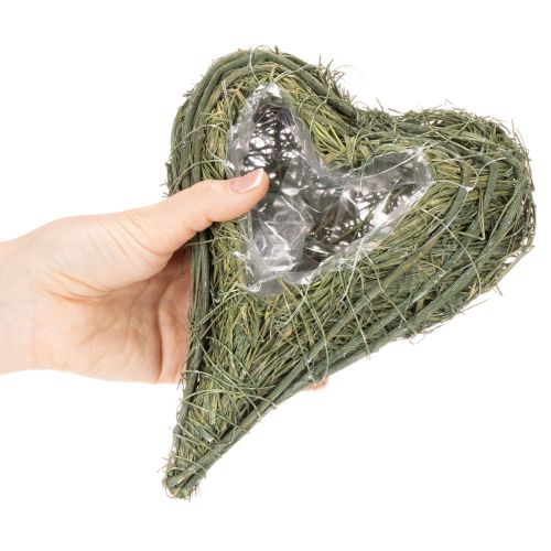 Plantehjerte laget av naturmateriale med folieinnlegg, 22 cm, 2 stk. | Floristik24.no