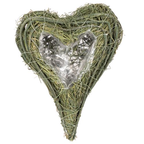 Plantehjerte laget av naturmateriale med folieinnlegg, 22 cm, 2 stk. | Floristik24.no