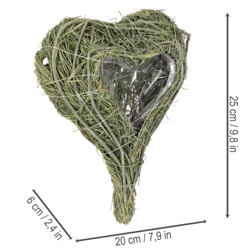 Naturlig plantehjerte til blomsterdekorasjon med folie, 25 cm | Floristik24.no