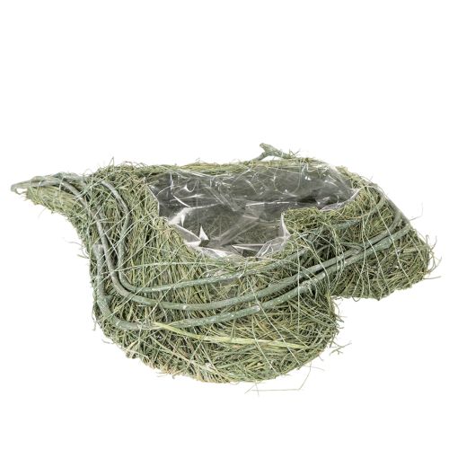 Hjerteformet bolle laget av naturlig gress med plantefolie, 38 cm | Floristik24.no