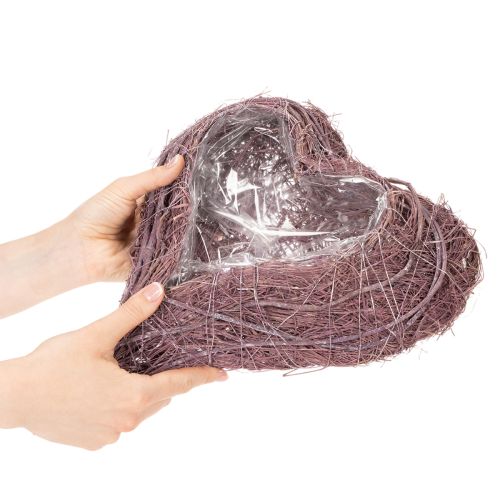 Hjerteformet bolle laget av kvister med folieinnlegg, 37 cm | Floristik24.no