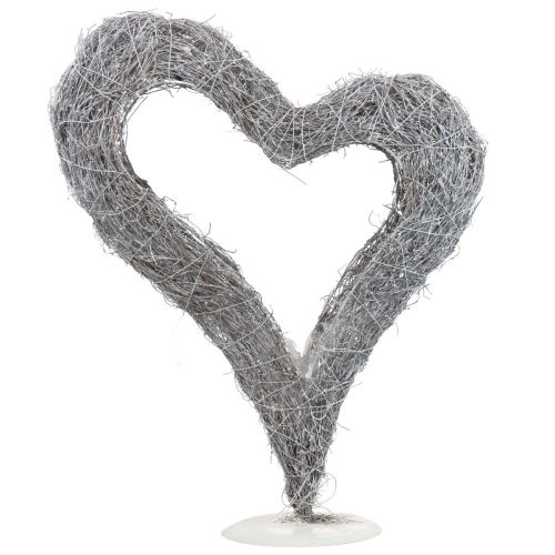 Floristik24 Plantehjerte Stående Vinrankehjerte Hvit Bordpynt 36×9×48cm