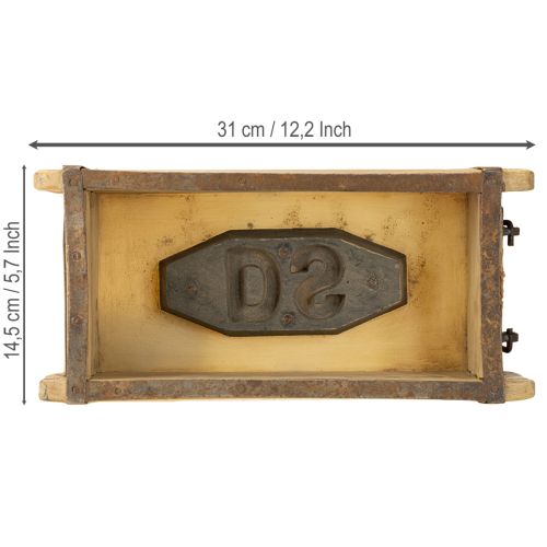 gjenstander Blomsterkasse i tre, mursteinform, oppsirkulering, 32 × 15 × 10 cm