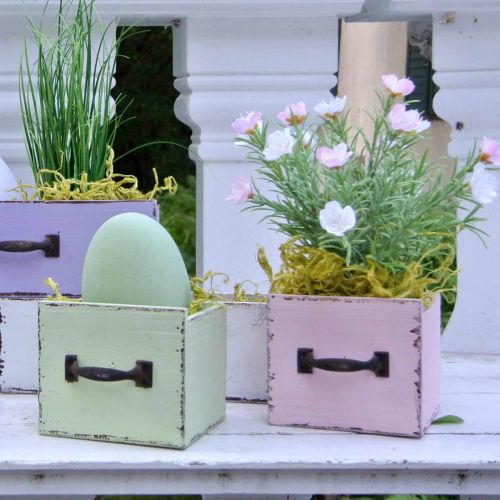 Floristik24 Dekorativ skuff for planting av rosa tre shabby chic 12,5×12,5×10cm