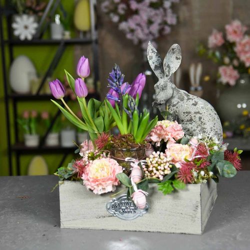 Floristik24 Plantekasse tre vintage metallskilt grått 28/33/37cm sett med 3