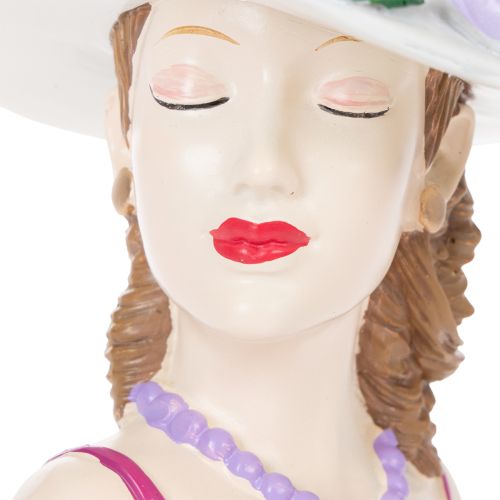 gjenstander Blomstervase kvinne i hatt med blomster plantepottedekorasjon for innendørs og utendørs bruk 20 cm