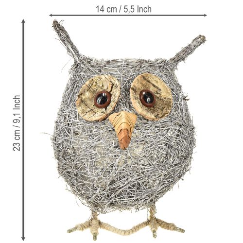 gjenstander Plantekurv ugle vinranke hvitvasket Ø14cm