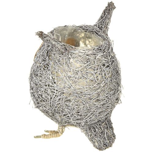 gjenstander Plantekurv ugle vinranke hvitvasket Ø14cm