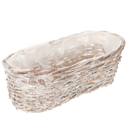 Kurvplantekasse med folieinnlegg, oval, hvit, 37 cm