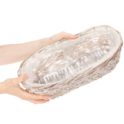 Kurvplantekasse med folieinnlegg, oval, hvit, 37 cm | Floristik24.no