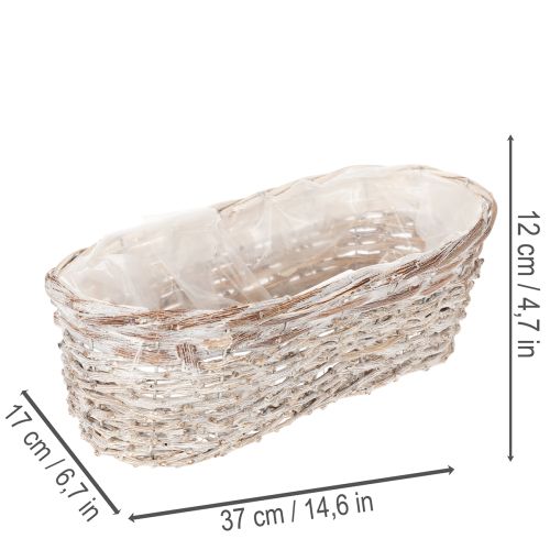 Kurvplantekasse med folieinnlegg, oval, hvit, 37 cm | Floristik24.no