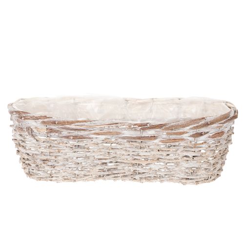 Kurvplantekasse med folieinnlegg, oval, hvit, 37 cm | Floristik24.no