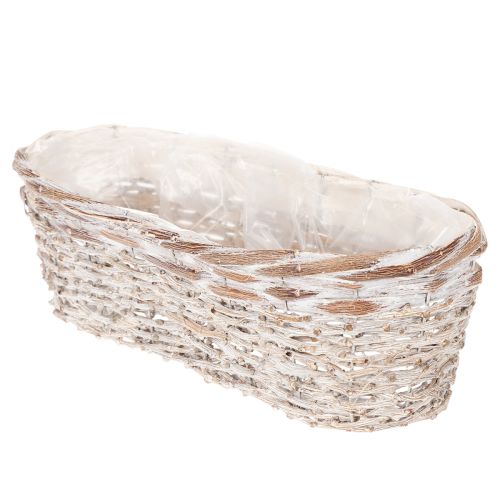 Kurvplantekasse med folieinnlegg, oval, hvit, 37 cm | Floristik24.no