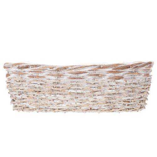 Kurvplantekasse med folieinnlegg, oval, hvit, 37 cm | Floristik24.no