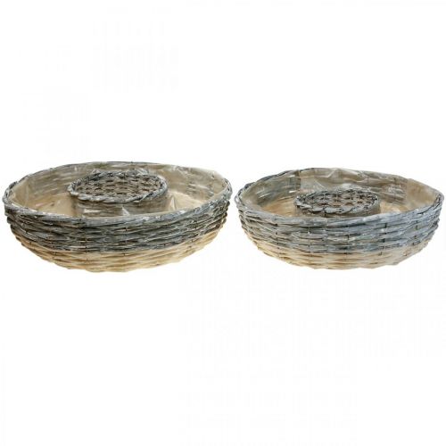 Floristik24 Plantering pil naturlig planteskål Ø44/38cm sett med 2 hvitvaskede