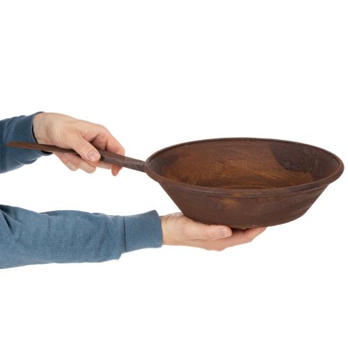 Plantebrett, rustfarget panne med håndtak, metallplantekasse, Ø31 cm | Floristik24.no