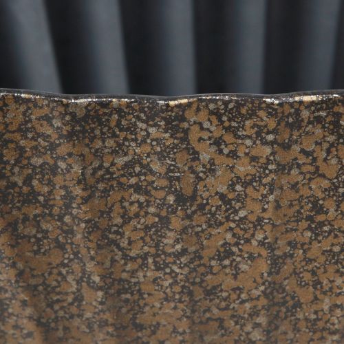 Floristik24 Planteskål med riller oval båt antrasitt gull 36cm