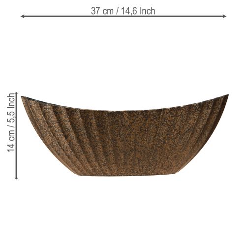 Floristik24 Planteskål med riller oval båt antrasitt gull 36cm