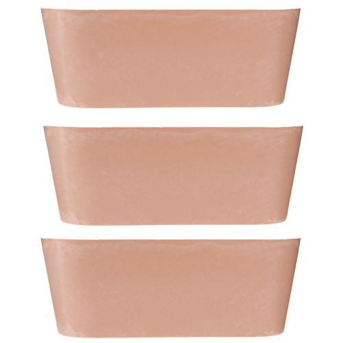 gjenstander Planteskål oval pynteskål plast rosa brun 27×11×10cm 3stk