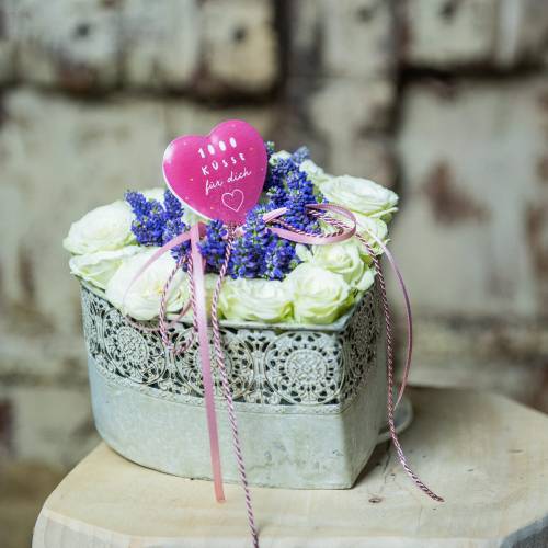 Floristik24 Hjerteplantekasse i metall Vintage sett med 3