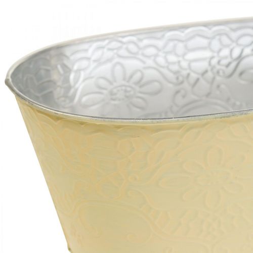 Floristik24 Planteskål metall blomsterskål oval gul 25x14,5x10cm