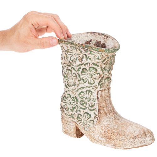 Blomsterpotte cowboystøvel plantesko vintage blomstermønster 24cm | Floristik24.no