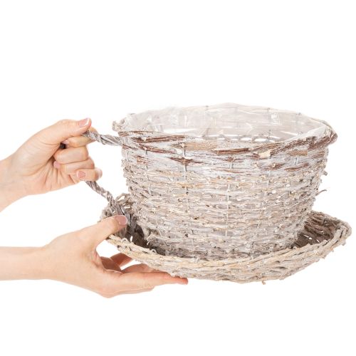 Kurvkopp med tallerkendekorasjon stor borddekorasjon 34 cm | Floristik24.no