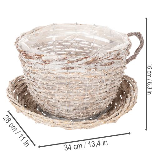 Kurvkopp med tallerkendekorasjon stor borddekorasjon 34 cm | Floristik24.no