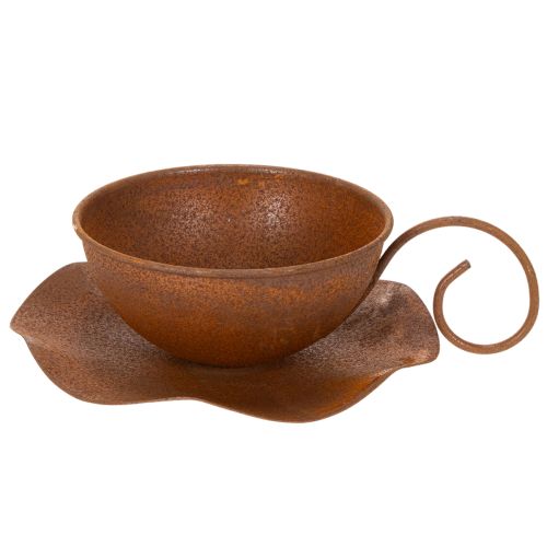 Plantekopp med skål, blomsterpotte, rustfarget, Ø19,5 cm, H8 cm | Floristik24.no