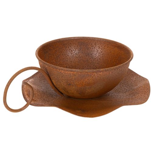 Plantekopp med skål, blomsterpotte, rustfarget, Ø19,5 cm, H8 cm | Floristik24.no