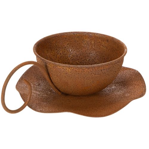 Vintage rustfarget blomsterpotte og skål, Ø17,5 cm H6 cm | Floristik24.no