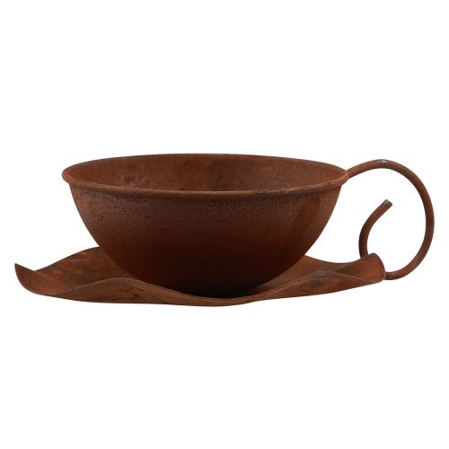 Floristik24 Plantekopp med tallerken vintage rust Ø17,5cm H6cm