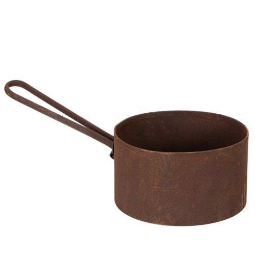 Metallpotte, blomsterpotte, rustfarget panne, dekorativ gjenstand, Ø20 cm H11 cm