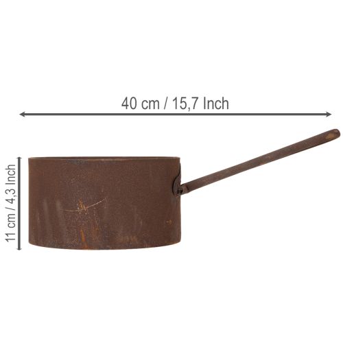 Metallpotte, blomsterpotte, rustfarget panne, dekorativ gjenstand, Ø20 cm H11 cm | Floristik24.no