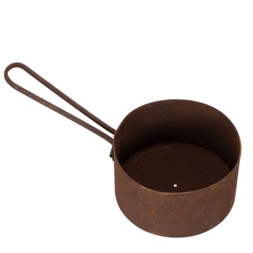 Metallpotte, blomsterpotte, rustfarget panne, dekorativ gjenstand, Ø20 cm H11 cm | Floristik24.no