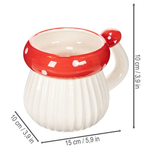 Keramikkkrus med fluesoppmotiv til dekorasjon, 10 cm | Floristik24.no