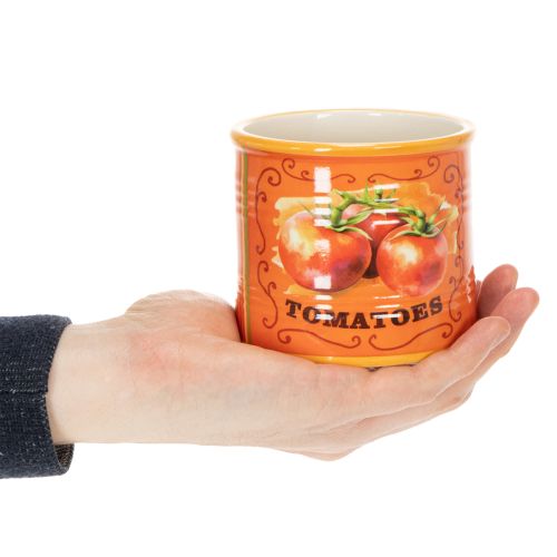 gjenstander Tomatplantepottesett, dekorative blomsterpotter i keramikk for kjøkken og retrodekor, 14 cm, sett med 3