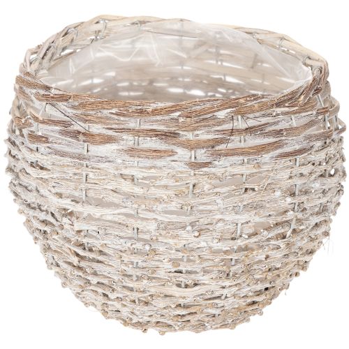 Rund vevd kurv, stor dekorativ kurv til planting, 23 cm