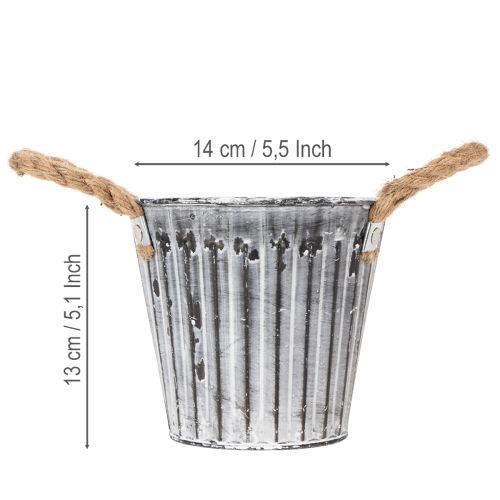 Blomsterpotte med håndtak, metallplanter, dekorativ potte for planting Ø14,5 cm | Floristik24.no
