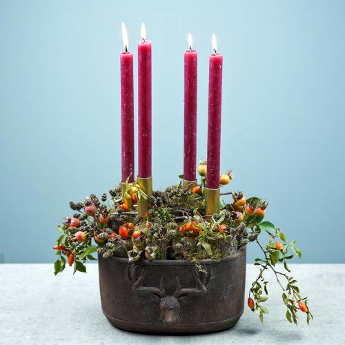 Floristik24 Plantegryt rust patina med hjortehode 24cm x 14cm H13cm